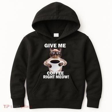 Give Me Coffee Right Meow Kids Hoodie