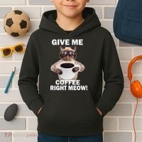 Give Me Coffee Right Meow Kids Hoodie thumb 2