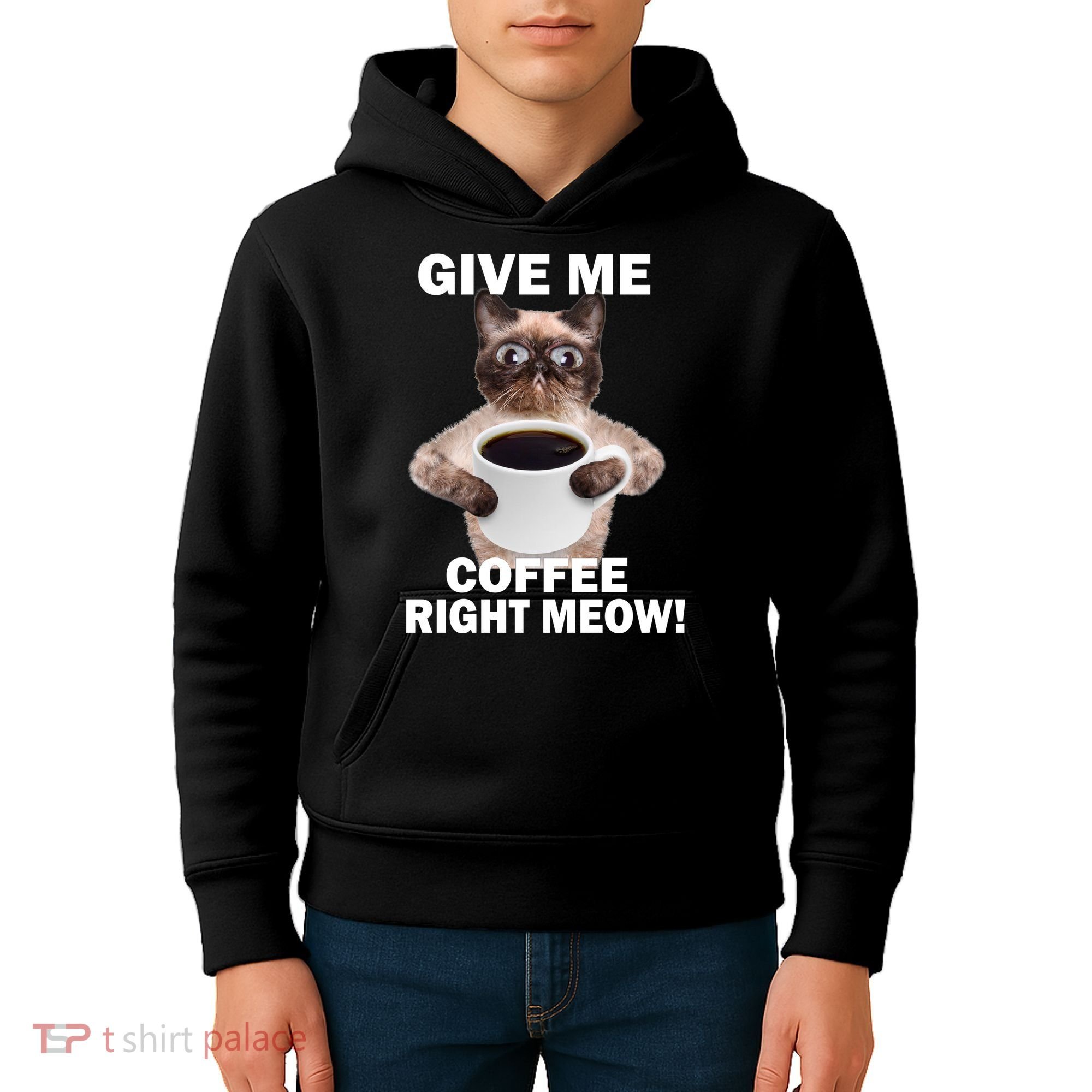 Give Me Coffee Right Meow Kids Hoodie