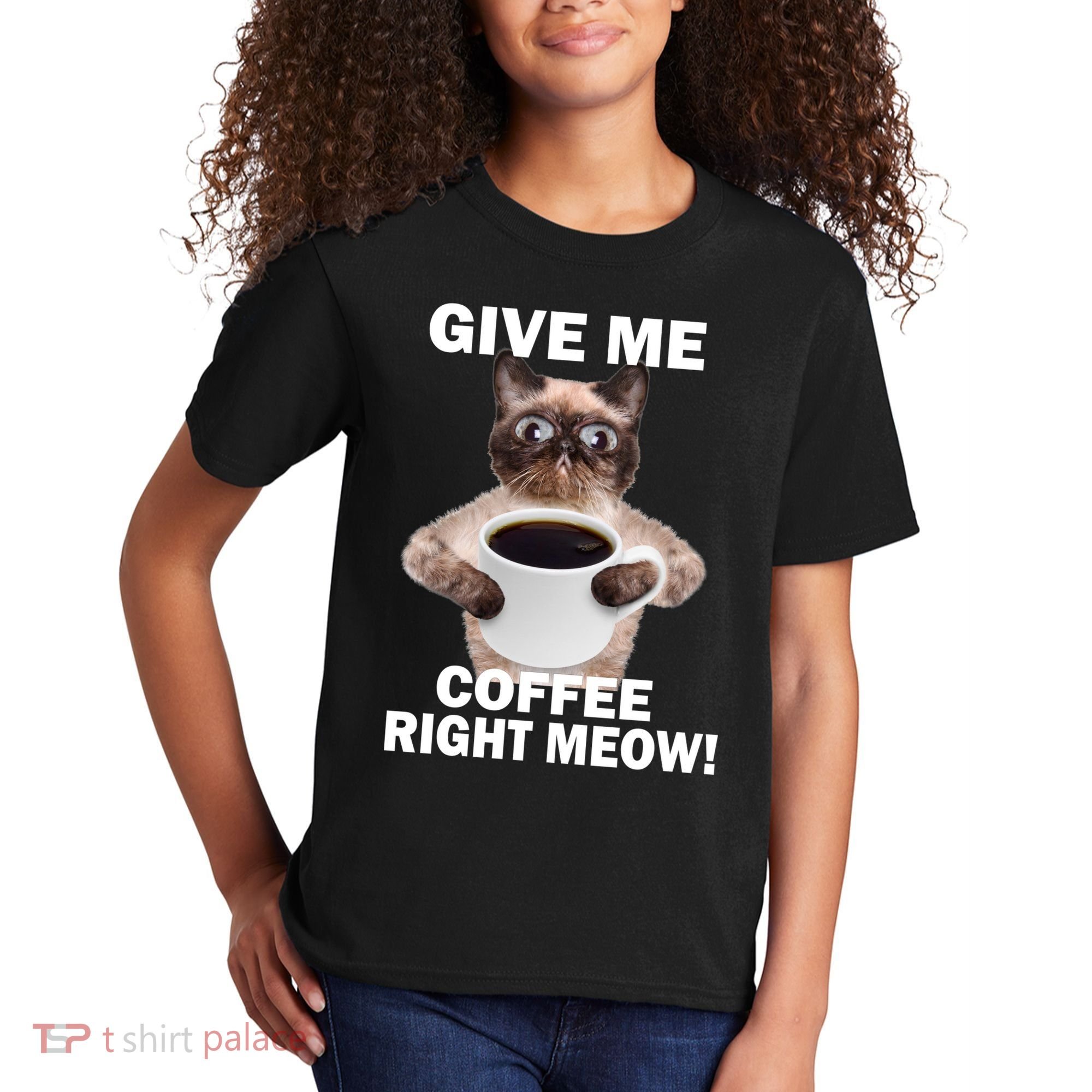 Give Me Coffee Right Meow Kids T-Shirt