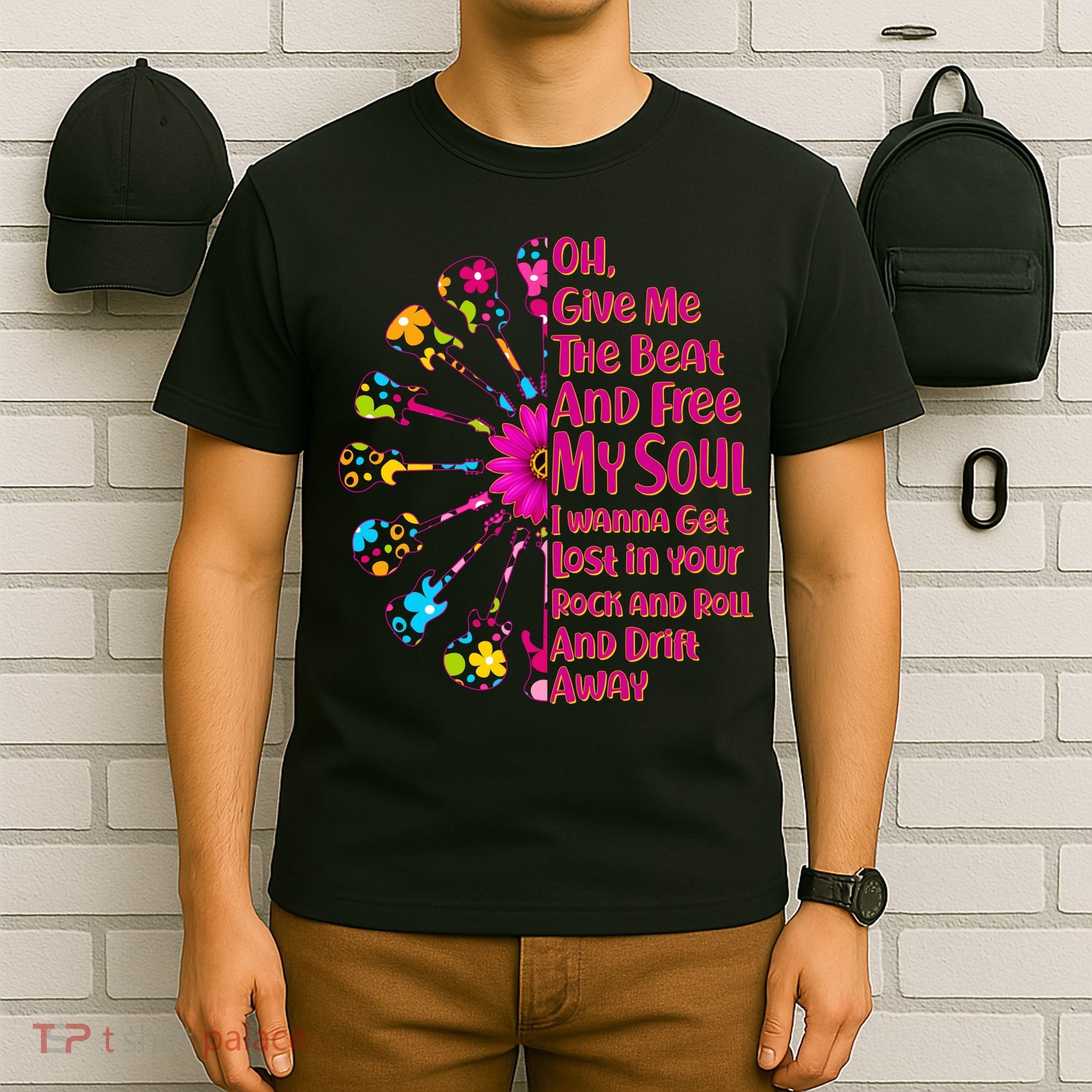 Give Me The Beat Hippie Guitars T-Shirt