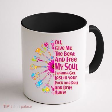 Give Me The Beat Hippie Guitars Coffee Mug back