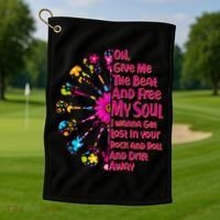 Give Me The Beat Hippie Guitars Golf Towel thumb 1