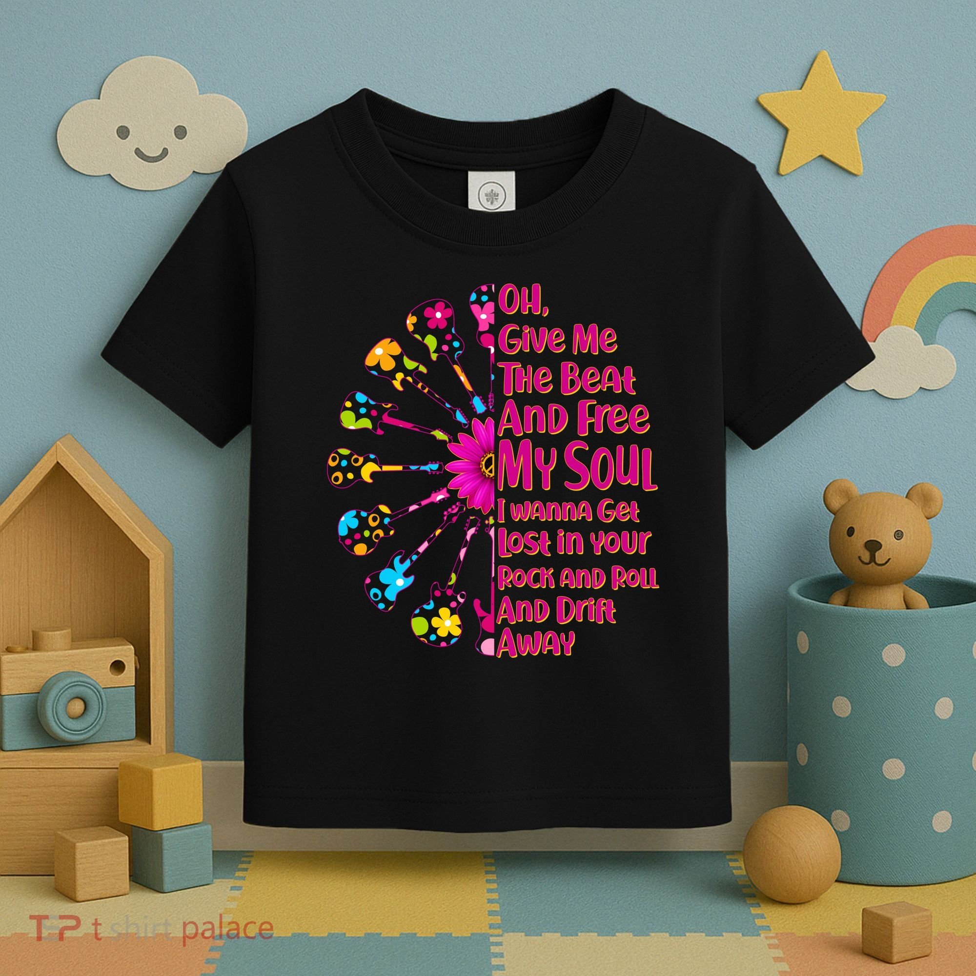 Give Me The Beat Hippie Guitars Toddler T-Shirt