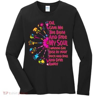 Give Me The Beat Hippie Guitars Women's Long Sleeve Shirt