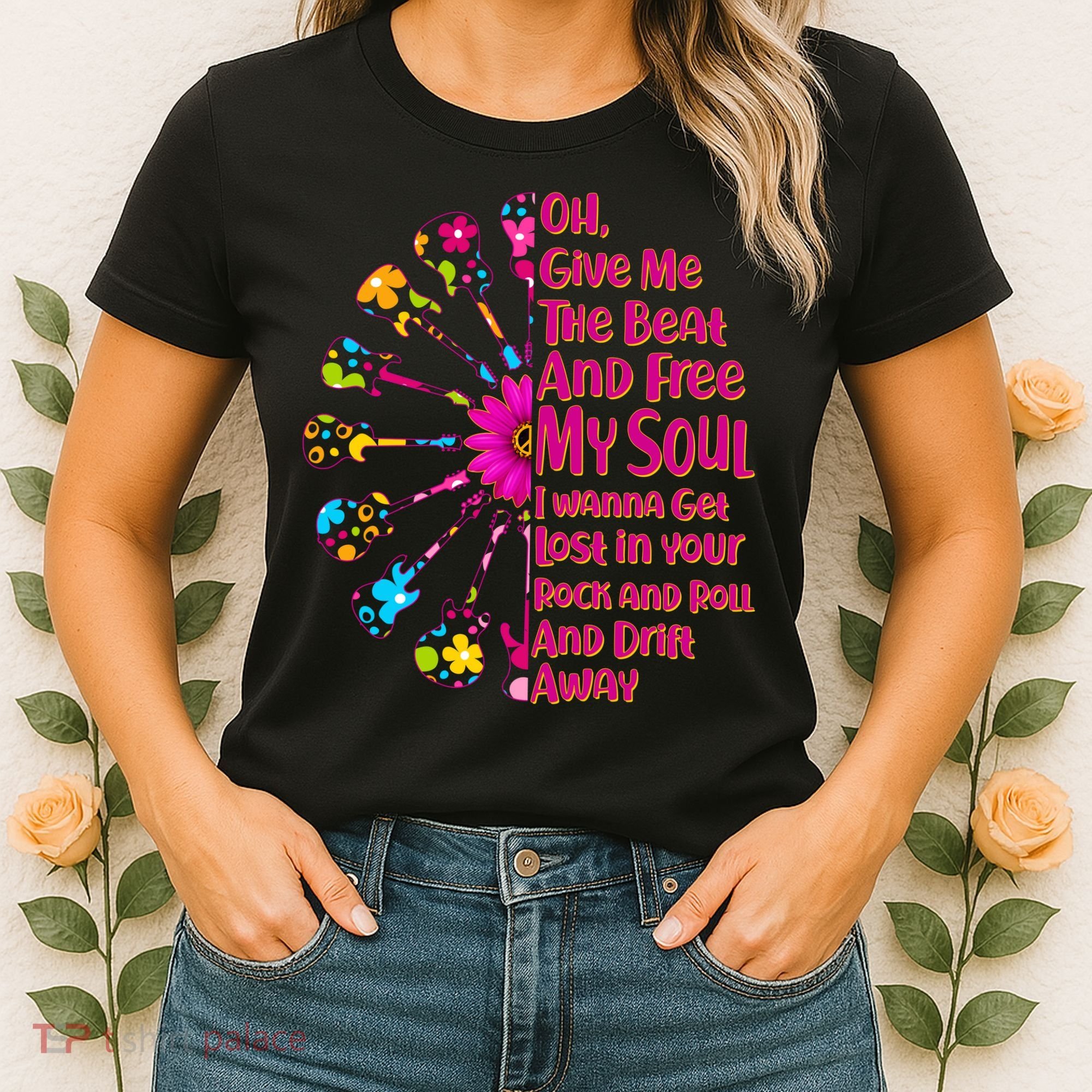 Give Me The Beat Hippie Guitars Women's T-Shirt
