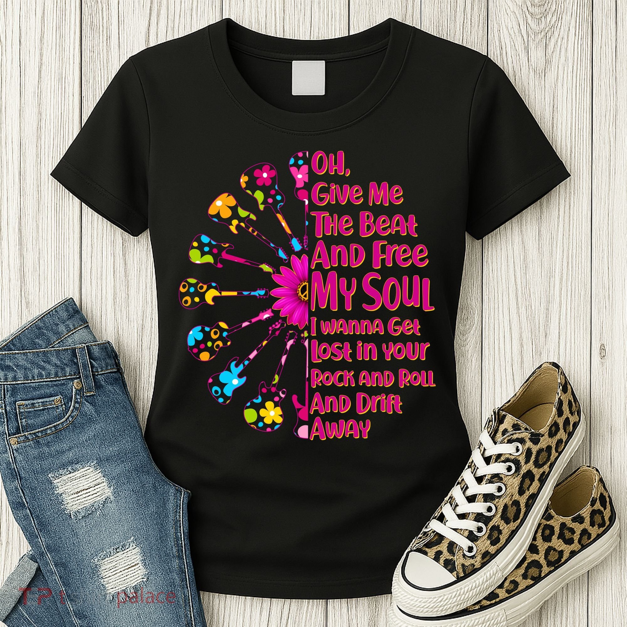 Give Me The Beat Hippie Guitars Women's T-Shirt