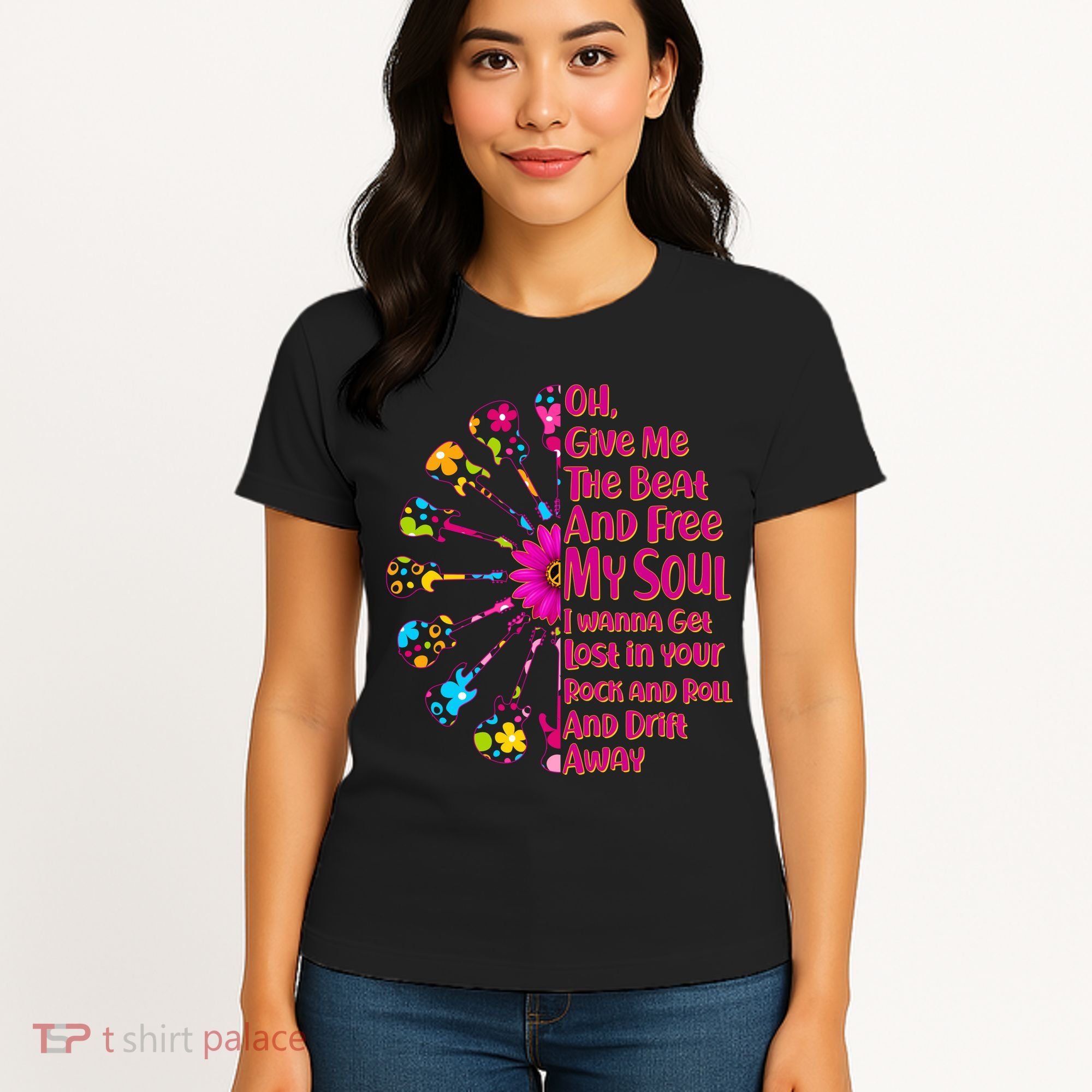 Give Me The Beat Hippie Guitars Women's T-Shirt