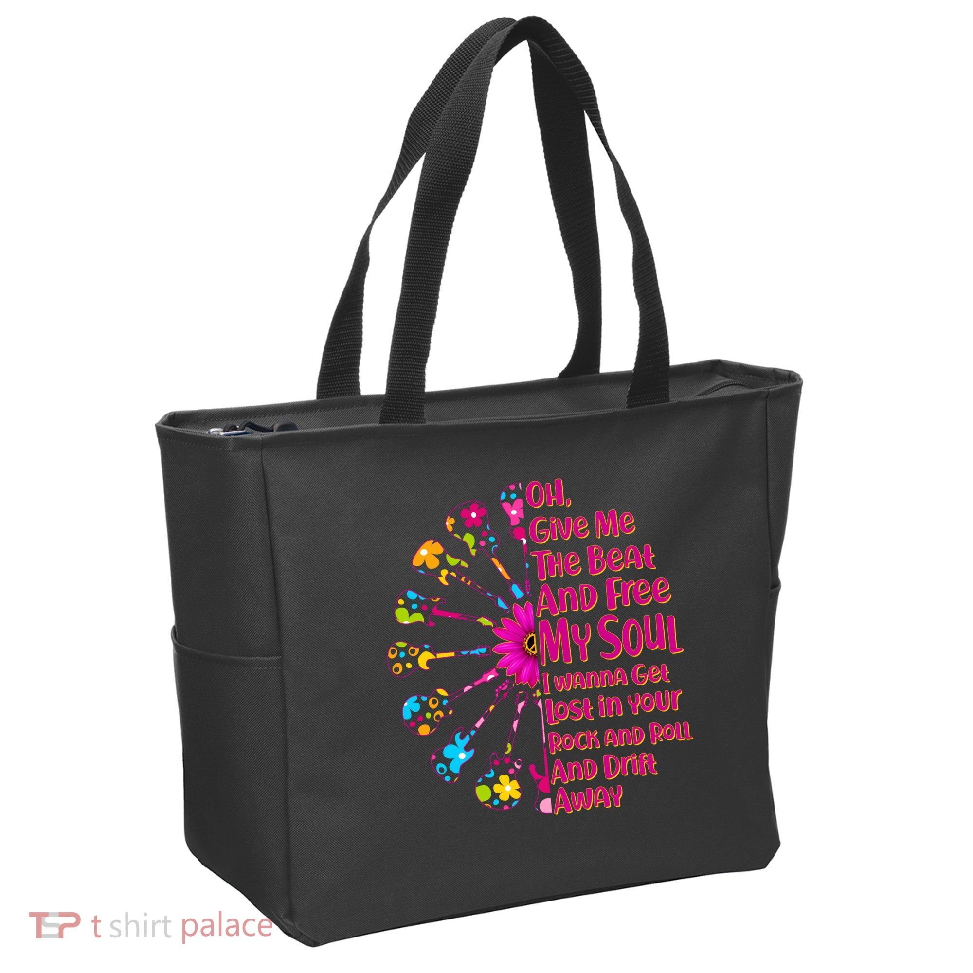 Give Me The Beat Hippie Guitars Tote Bag