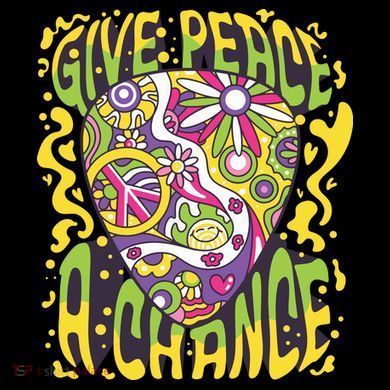 Give Peace A Chance Hippie Guitar Pick Stripe Pom Pom Beanie