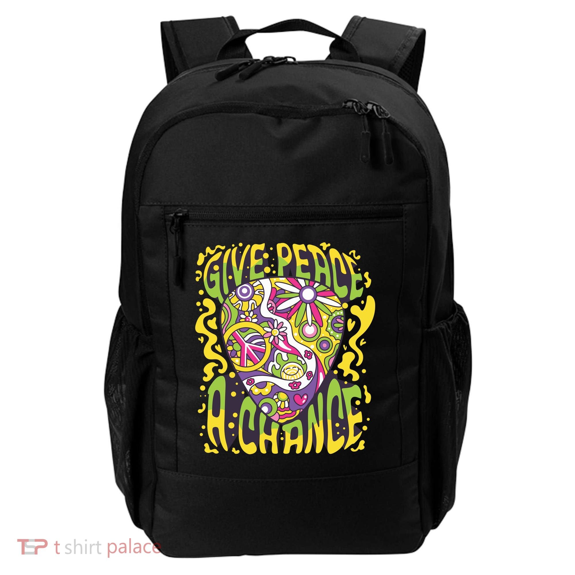 Give Peace A Chance Hippie Guitar Pick Backpack