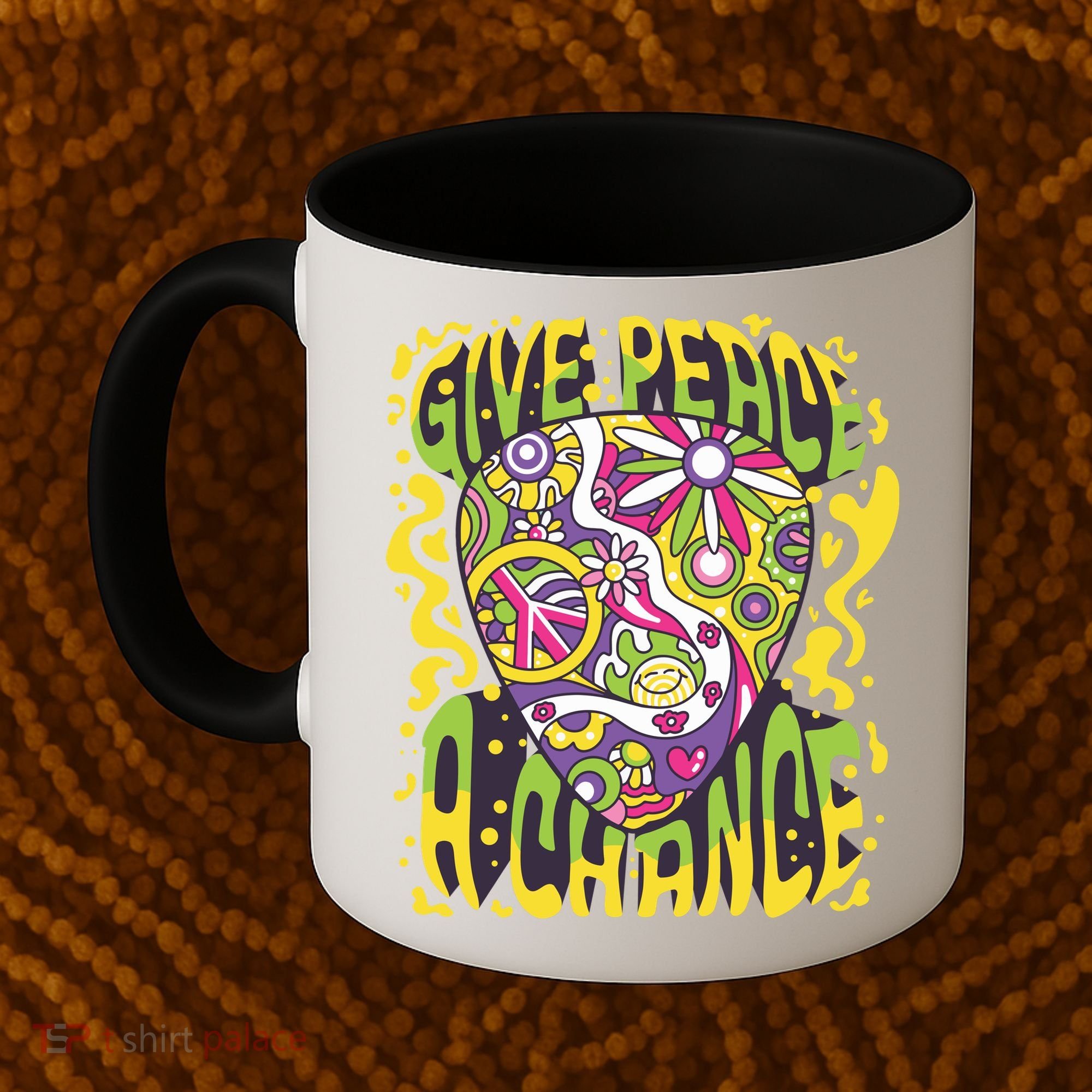 Give Peace A Chance Hippie Guitar Pick Coffee Mug