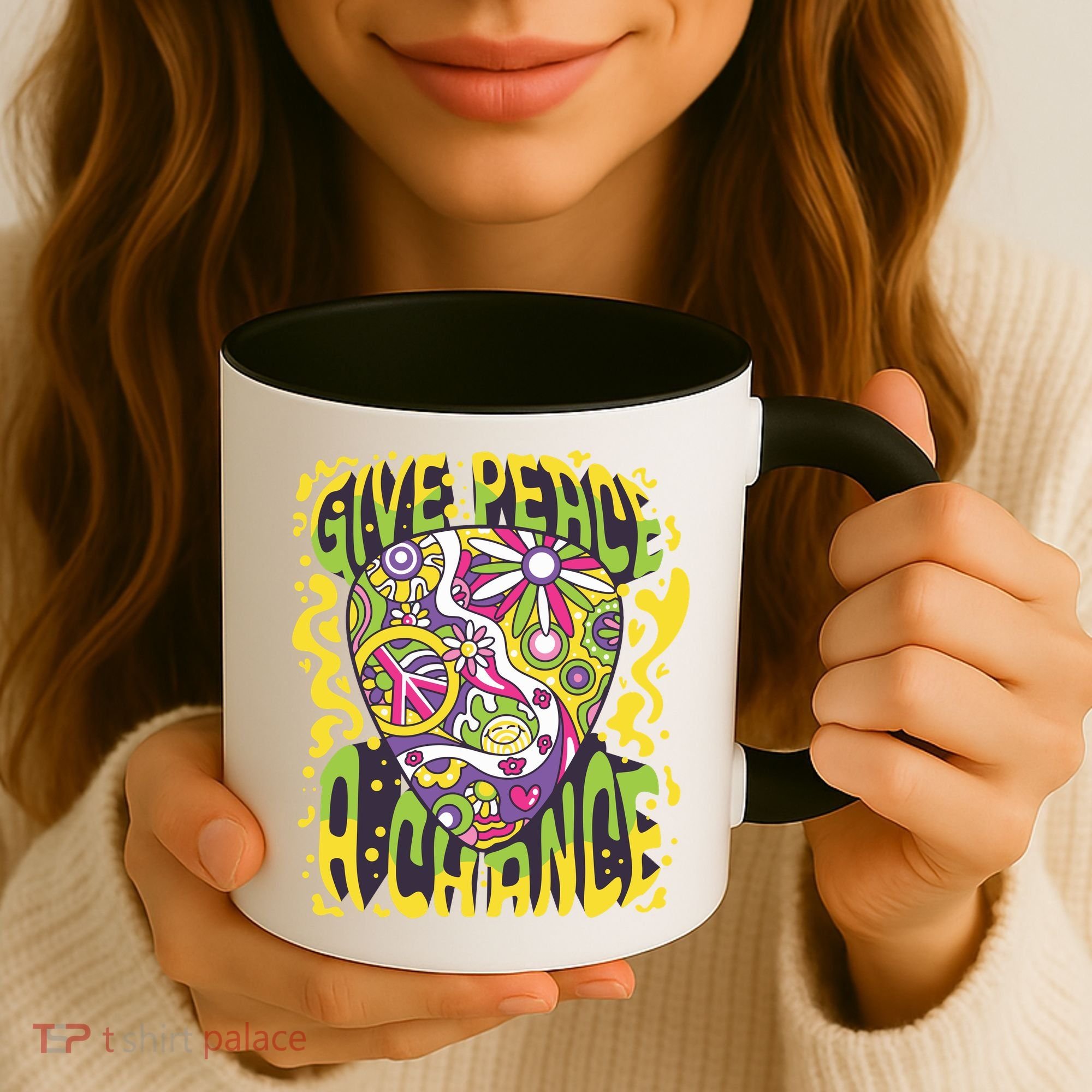 Give Peace A Chance Hippie Guitar Pick Coffee Mug