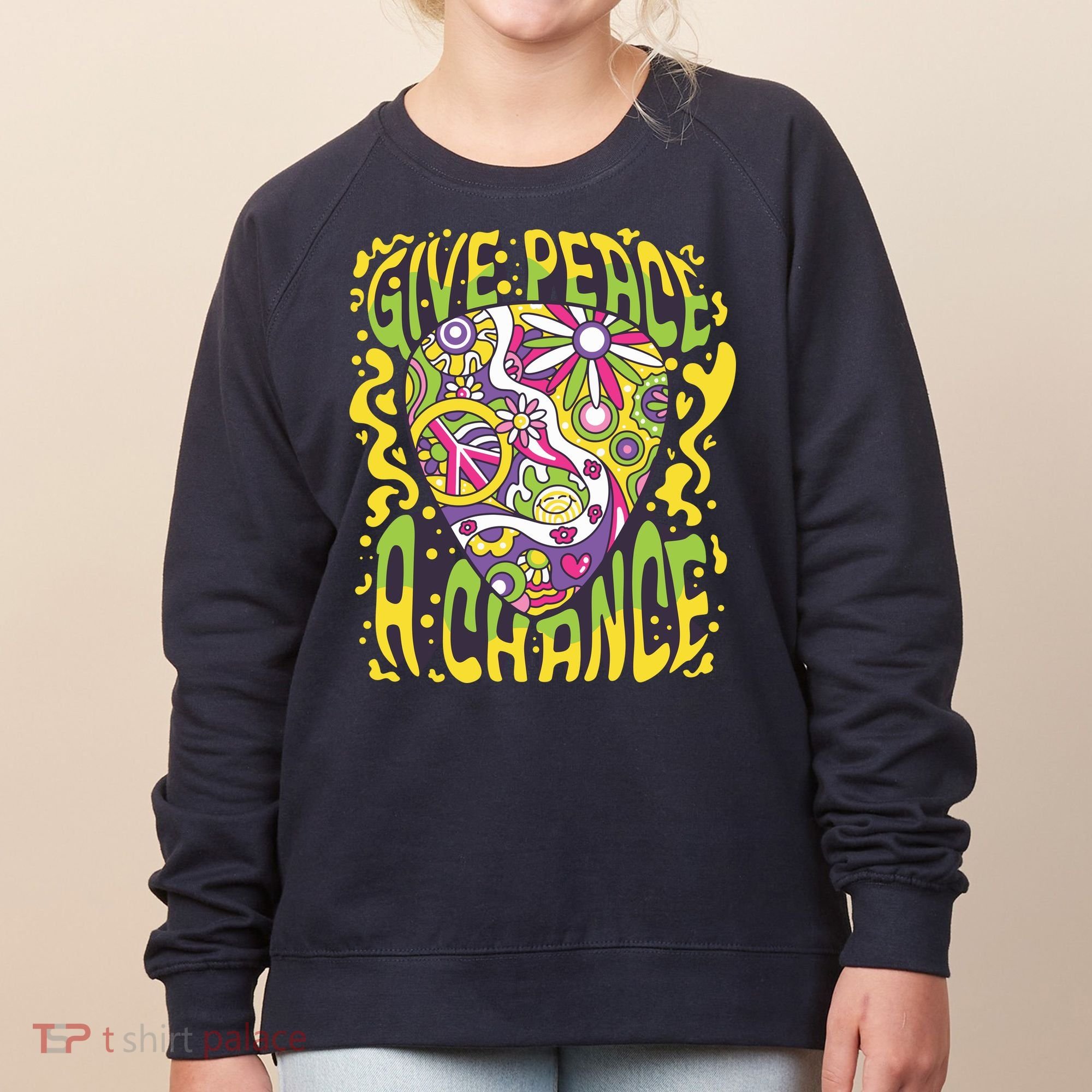 Give Peace A Chance Hippie Guitar Pick Women's Sweatshirt
