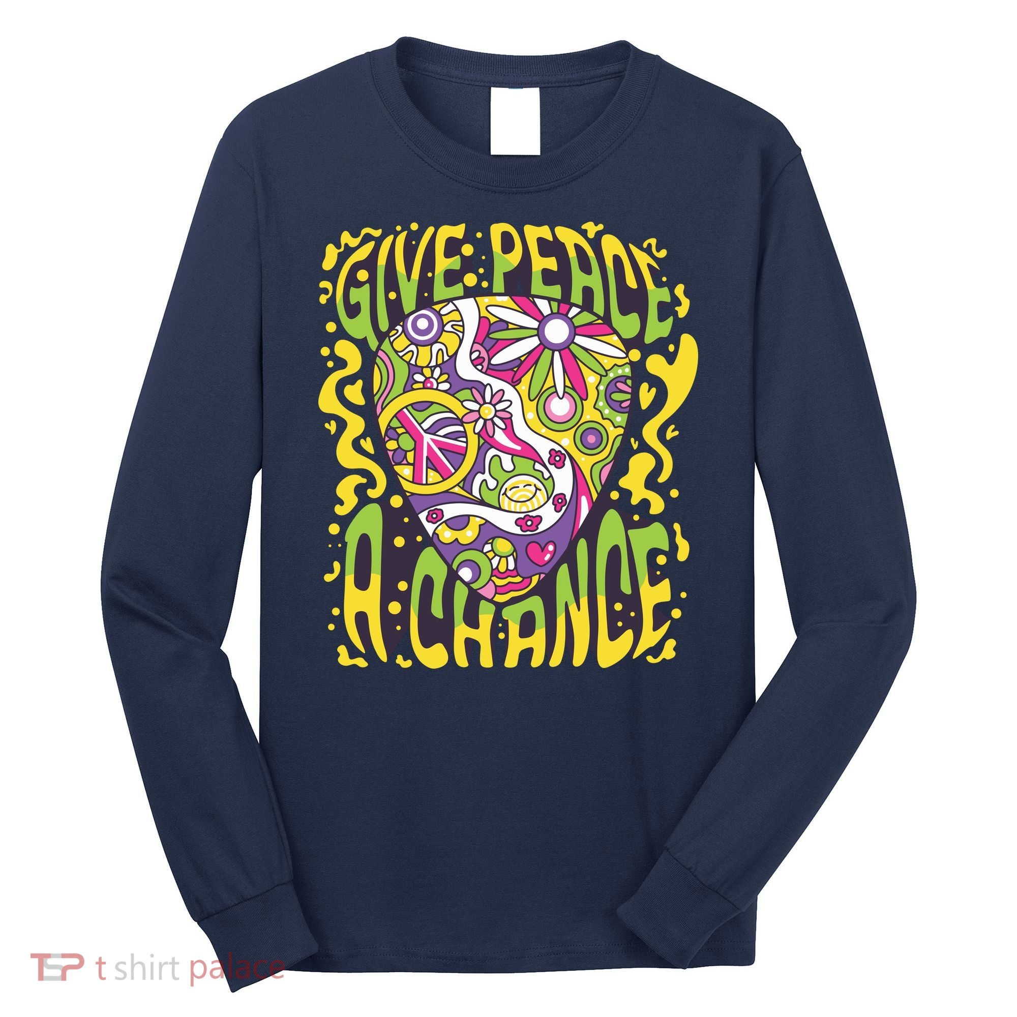 Give Peace A Chance Hippie Guitar Pick Long Sleeve Shirt