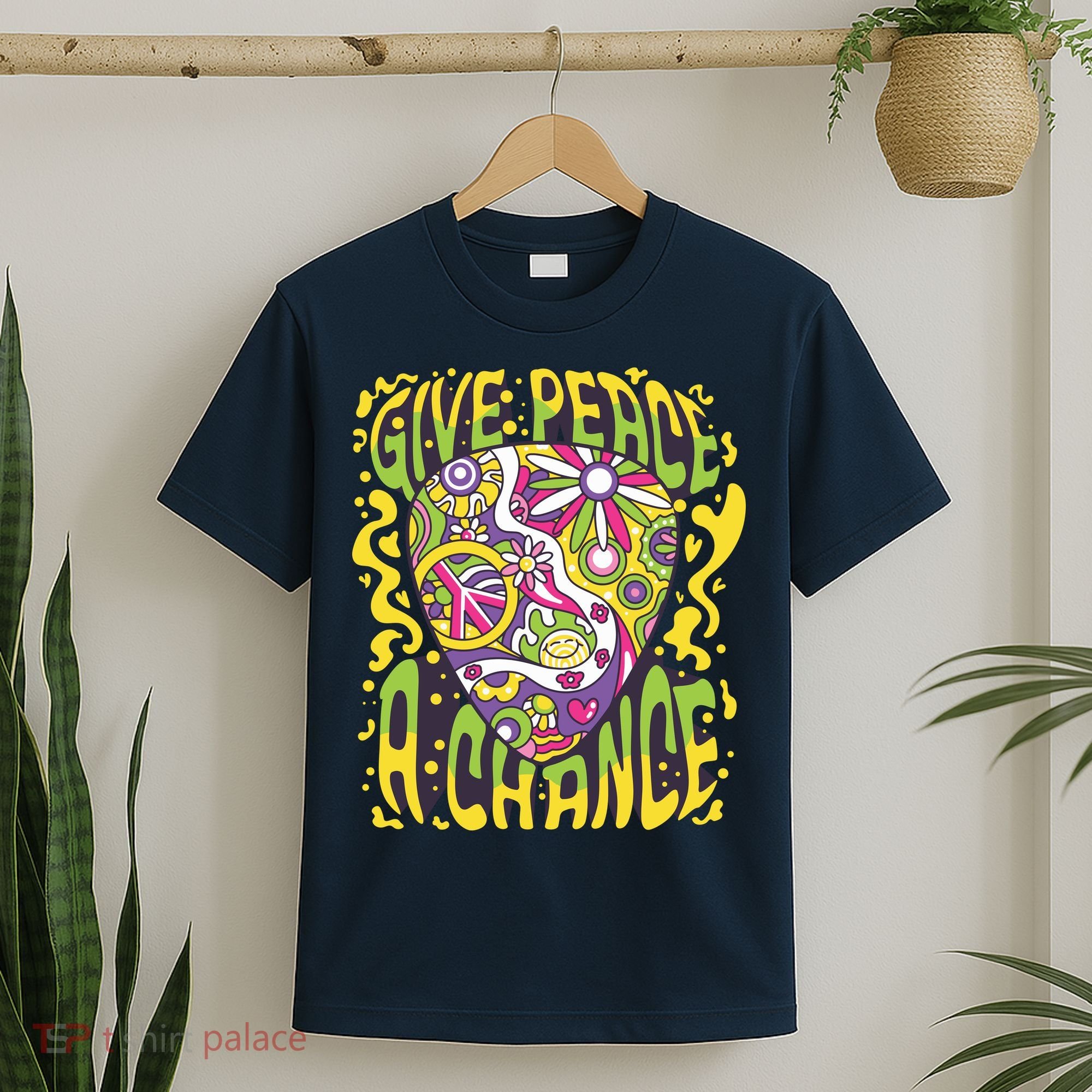 Give Peace A Chance Hippie Guitar Pick T-Shirt