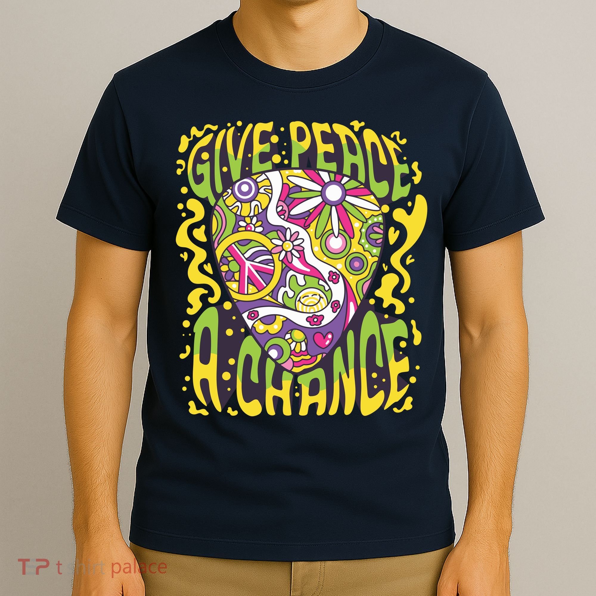 Give Peace A Chance Hippie Guitar Pick T-Shirt