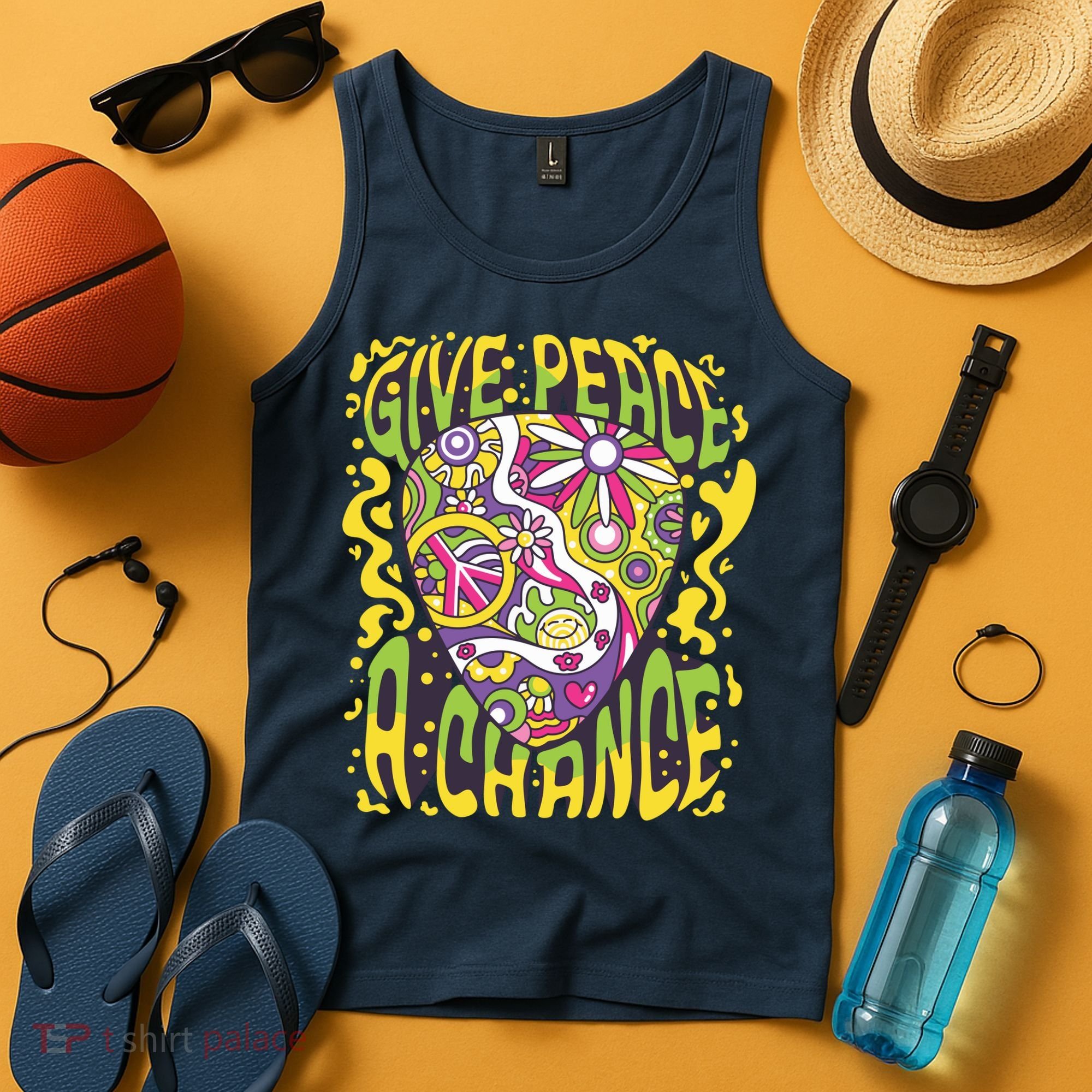 Give Peace A Chance Hippie Guitar Pick Tank Top