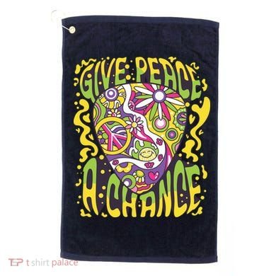 Give Peace A Chance Hippie Guitar Pick Golf Towel
