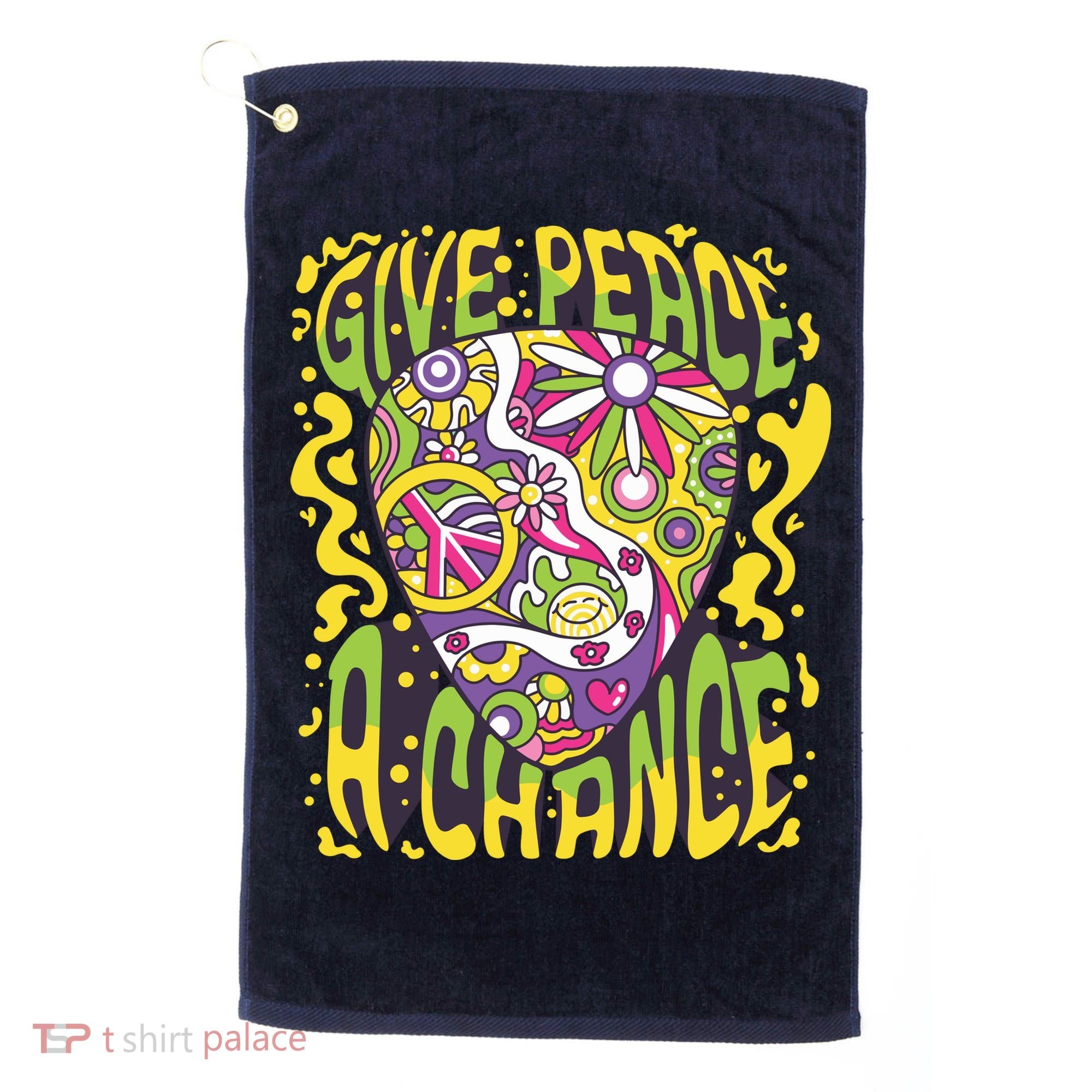 Give Peace A Chance Hippie Guitar Pick Golf Towel