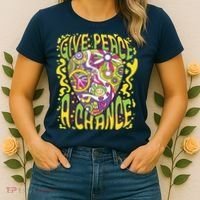 Give Peace A Chance Hippie Guitar Pick Women's T-Shirt thumb 2
