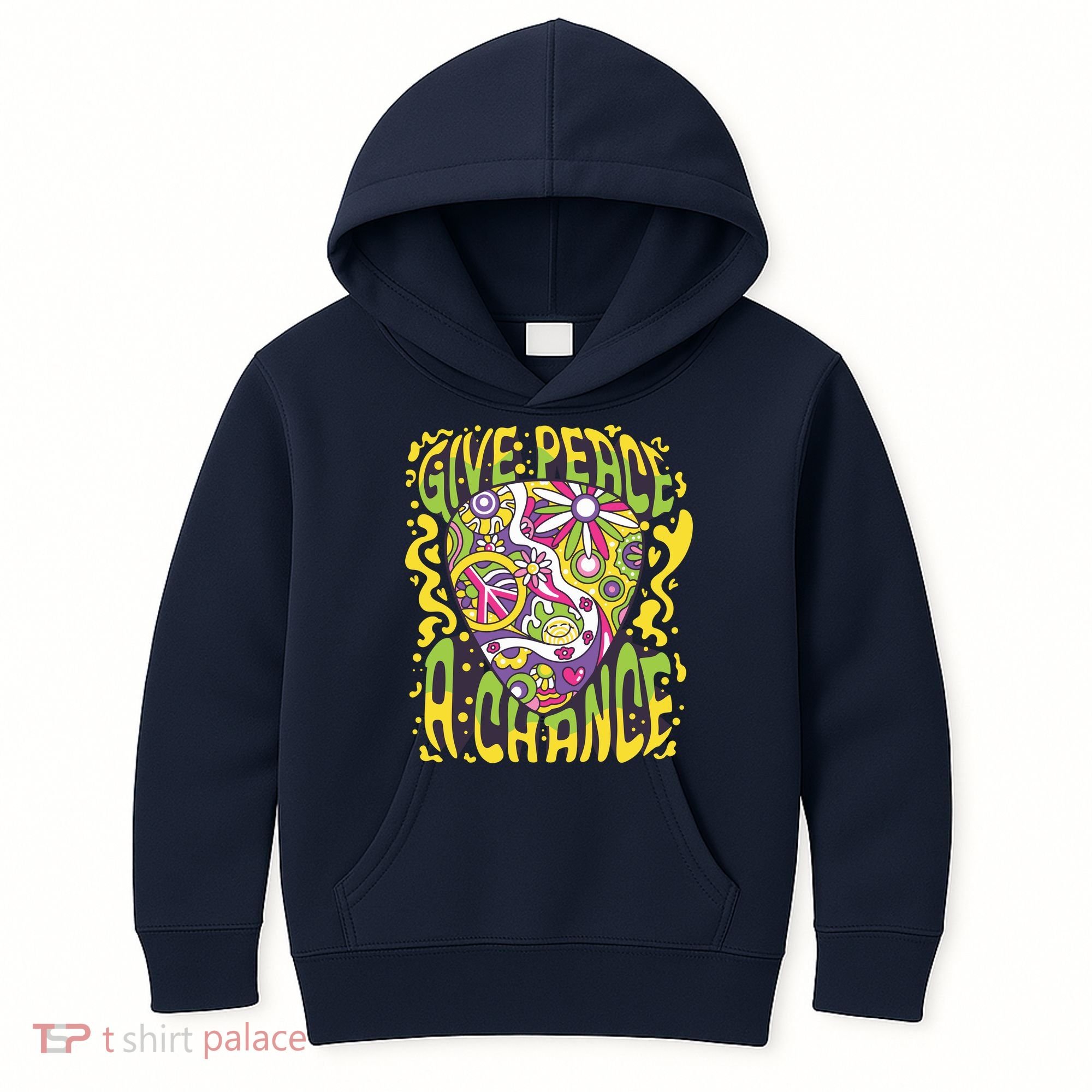 Give Peace A Chance Hippie Guitar Pick Kids Hoodie