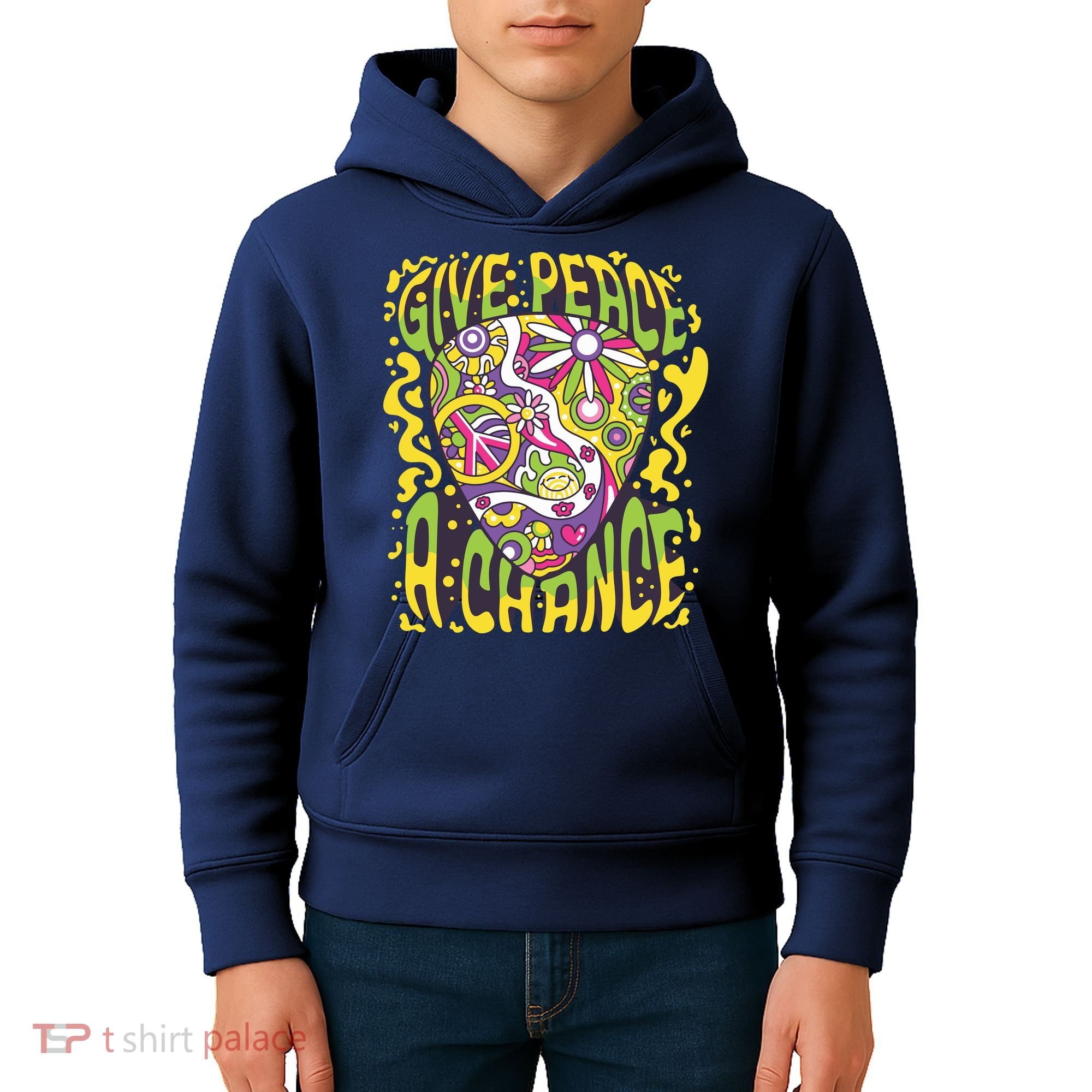 Give Peace A Chance Hippie Guitar Pick Kids Hoodie