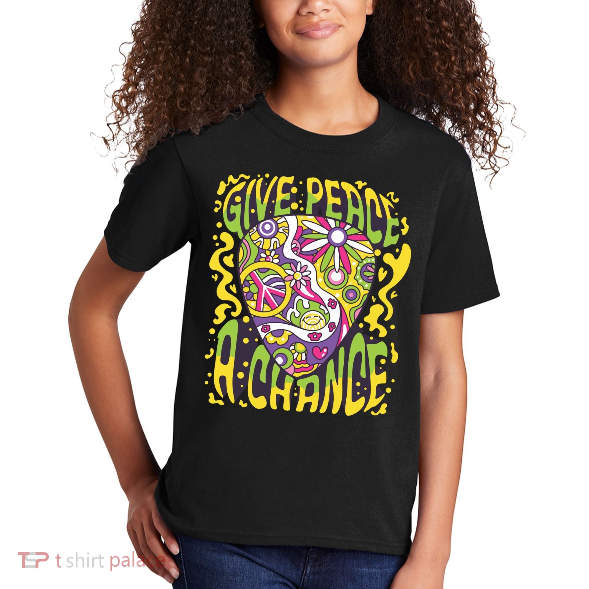 Give Peace A Chance Hippie Guitar Pick Kids T-Shirt