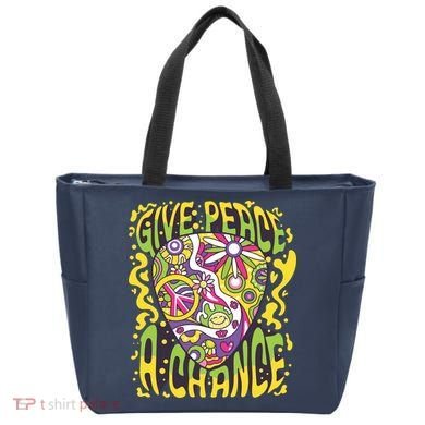 Give Peace A Chance Hippie Guitar Pick Tote Bag