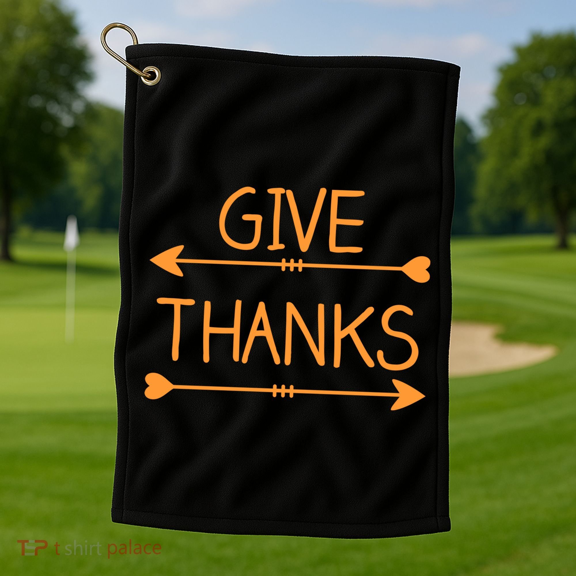 Give Thanks Arrows Heart Thanksgiving Golf Towel