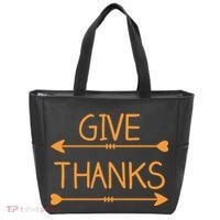 Give Thanks Arrows Heart Thanksgiving Tote Bag thumb 0