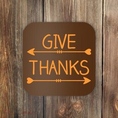 Give Thanks Arrows Heart Thanksgiving Coaster