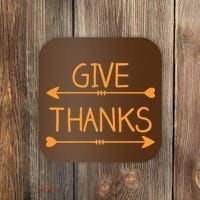 Give Thanks Arrows Heart Thanksgiving Coaster thumb 0