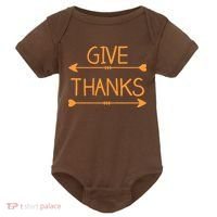 Give Thanks Arrows Heart Thanksgiving Baby Bodysuit thumb 0