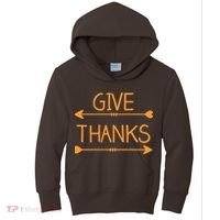 Give Thanks Arrows Heart Thanksgiving Kids Hoodie thumb 0