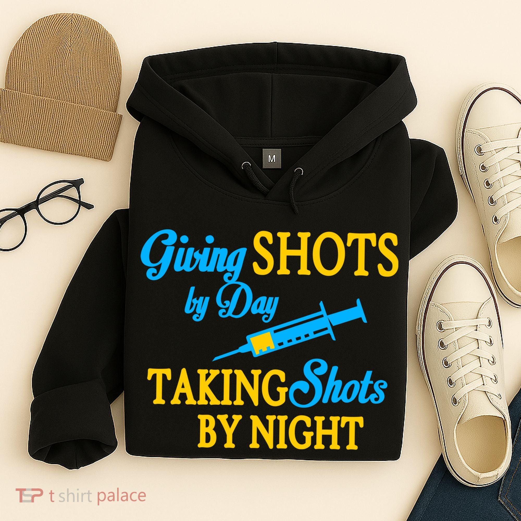 Givings Shots By Day and Taking Shots By Night Nurse Hoodie