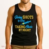 Givings Shots By Day and Taking Shots By Night Nurse Tank Top thumb 3