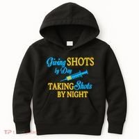 Givings Shots By Day and Taking Shots By Night Nurse Kids Hoodie thumb 0