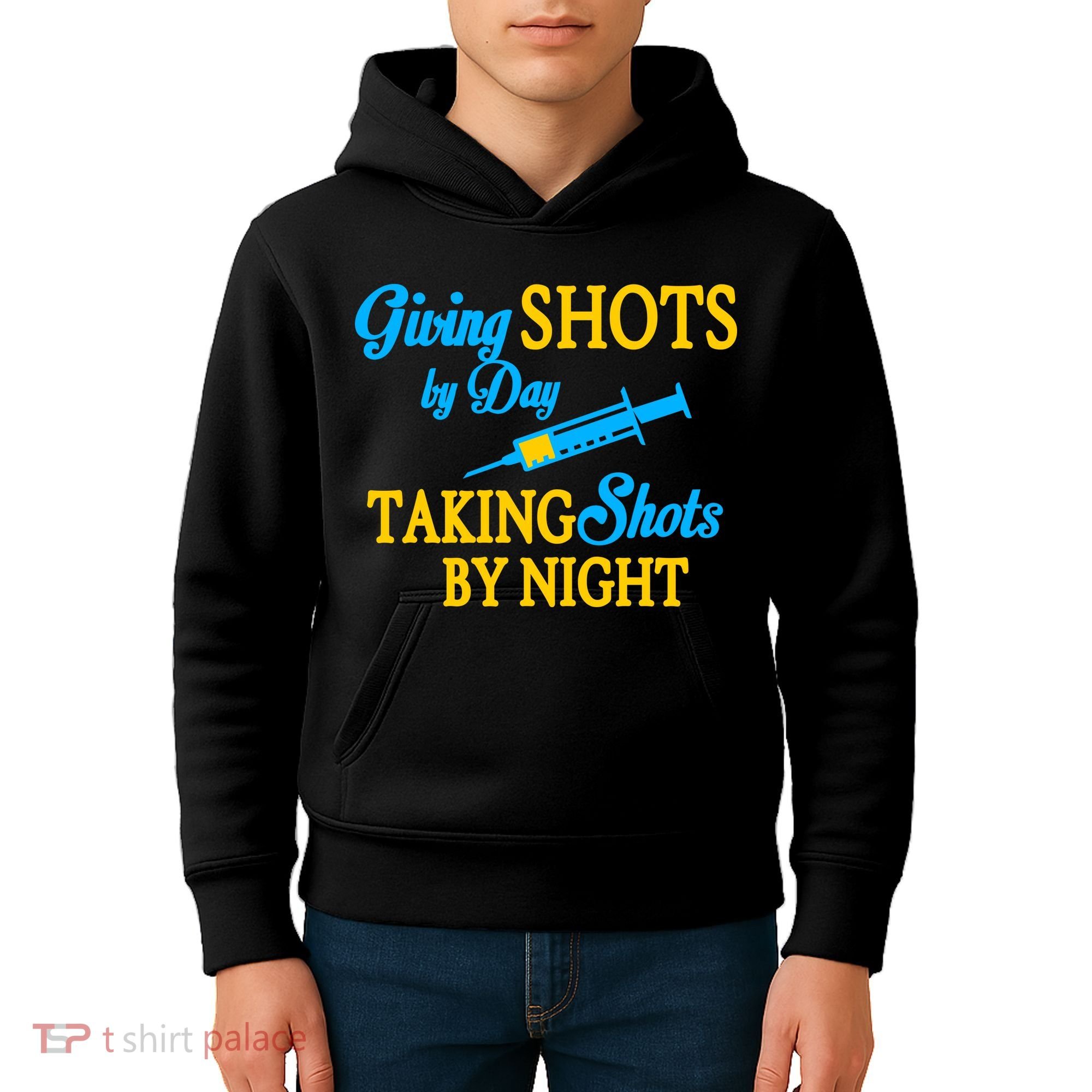 Givings Shots By Day and Taking Shots By Night Nurse Kids Hoodie