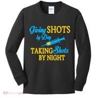 Givings Shots By Day and Taking Shots By Night Nurse Kids Long Sleeve Shirt thumb 0
