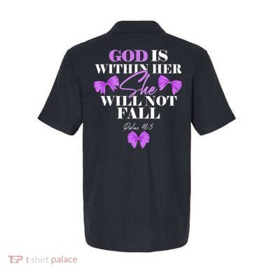 God Is Within Her She Will Not Fall Psalms 46:5 Front Back Polo back