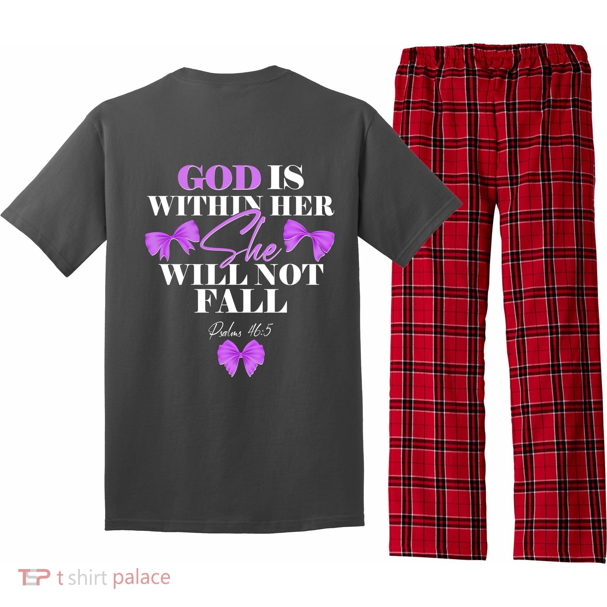 God Is Within Her She Will Not Fall Psalms 46:5 Front Back Pajama Set
