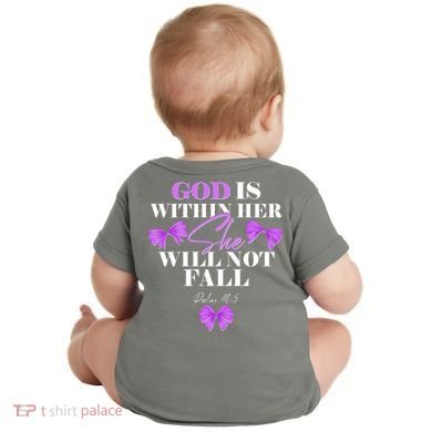 God Is Within Her She Will Not Fall Psalms 46:5 Front Back Baby Bodysuit back