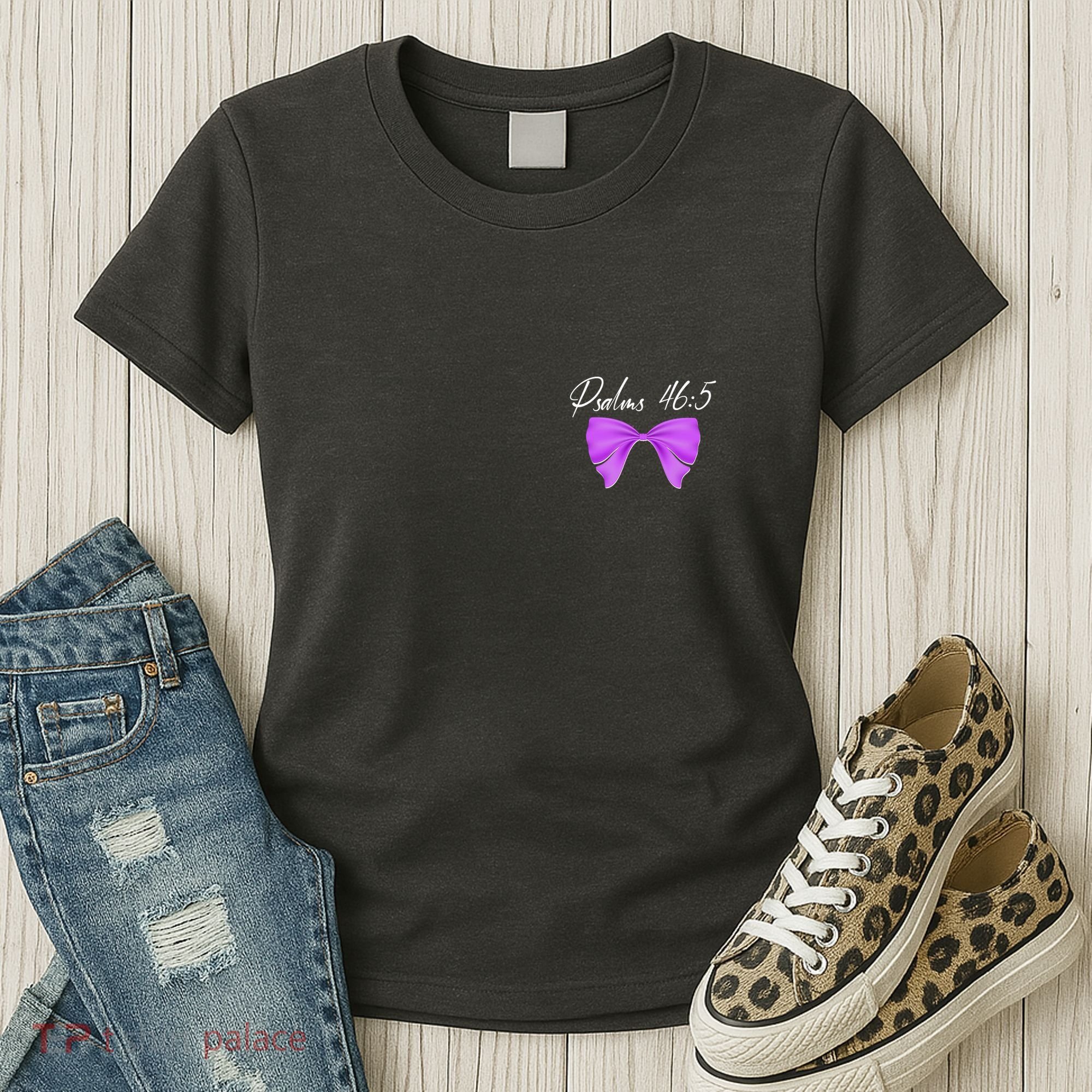 God Is Within Her She Will Not Fall Psalms 46:5 Front Back Women's T-Shirt