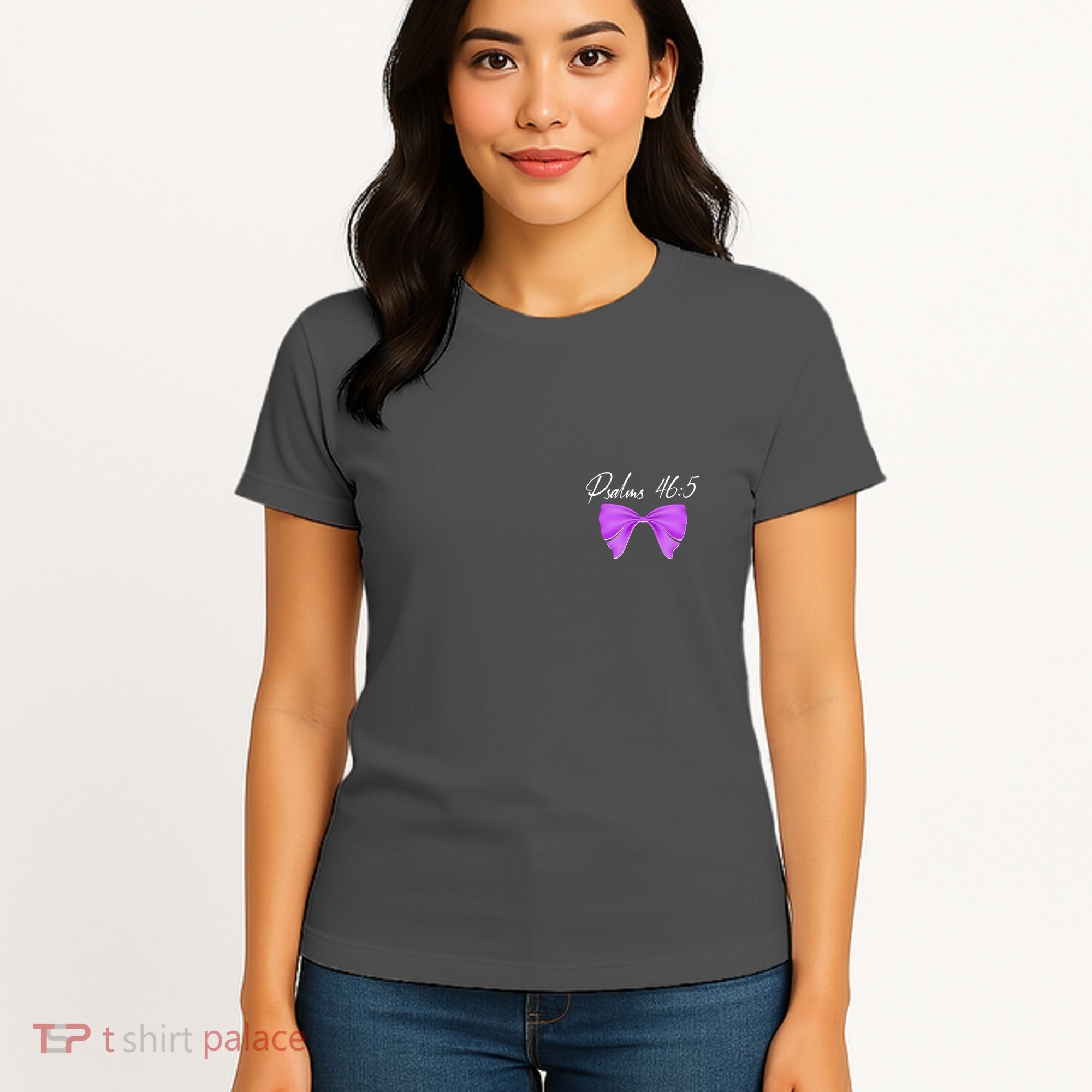 God Is Within Her She Will Not Fall Psalms 46:5 Front Back Women's T-Shirt