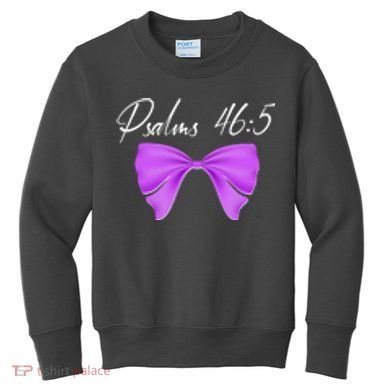 God Is Within Her She Will Not Fall Psalms 46:5 Front Back Kids Sweatshirt