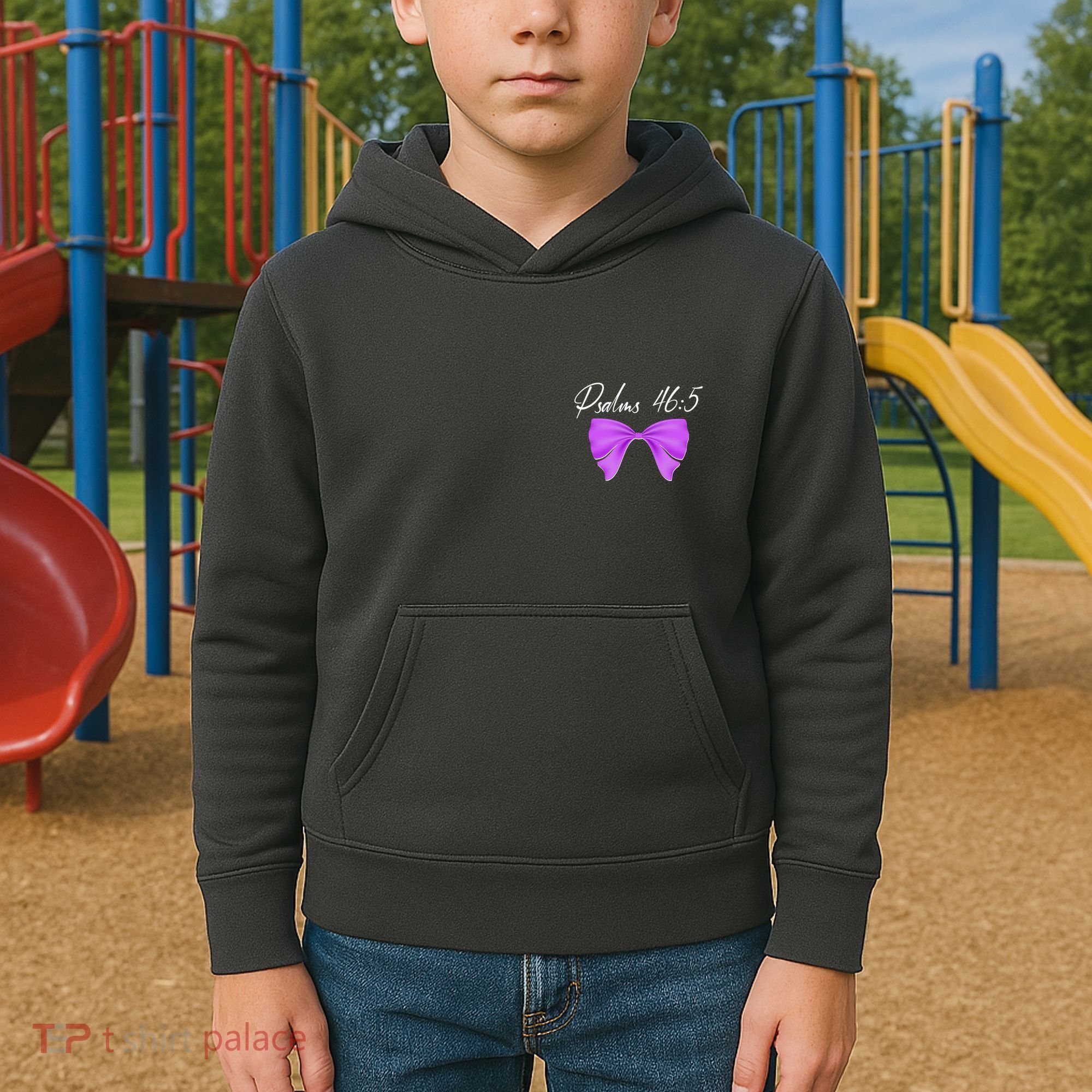 God Is Within Her She Will Not Fall Psalms 46:5 Front Back Kids Hoodie