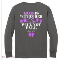 God Is Within Her She Will Not Fall Psalms 46:5 Front Back Kids Long Sleeve Shirt thumb 1