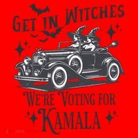 Get In Witches WeRe Voting For Kamala Halloween Harris Santa Hat thumb 1