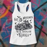 Get In Witches WeRe Voting For Kamala Halloween Harris Women's Tank Top thumb 3